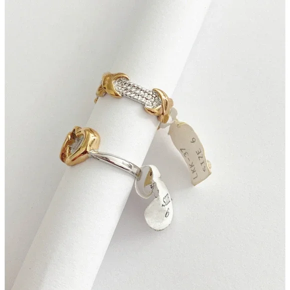 2 - #6 Silver and Gold Plated Rings - Picture 2 of 2